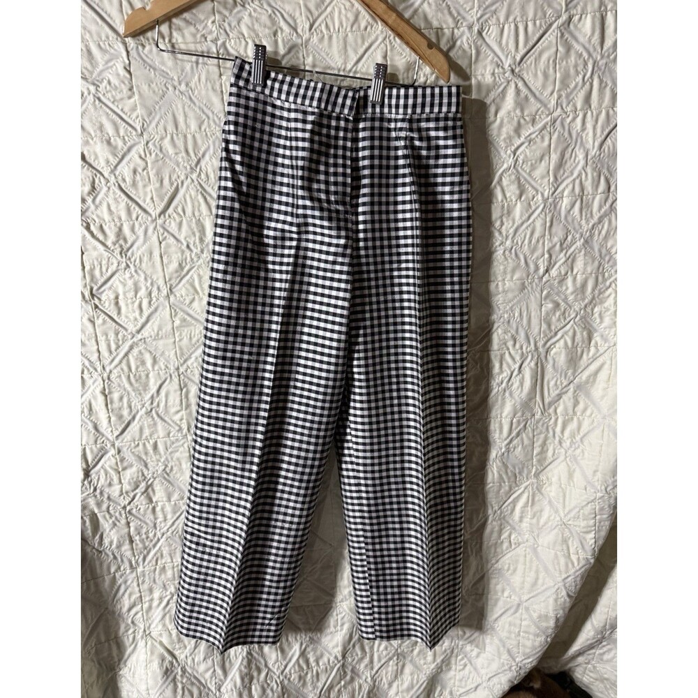 Lauren Ralph Lauren Petite Black & White Gingham Silk Pants Size 6P
